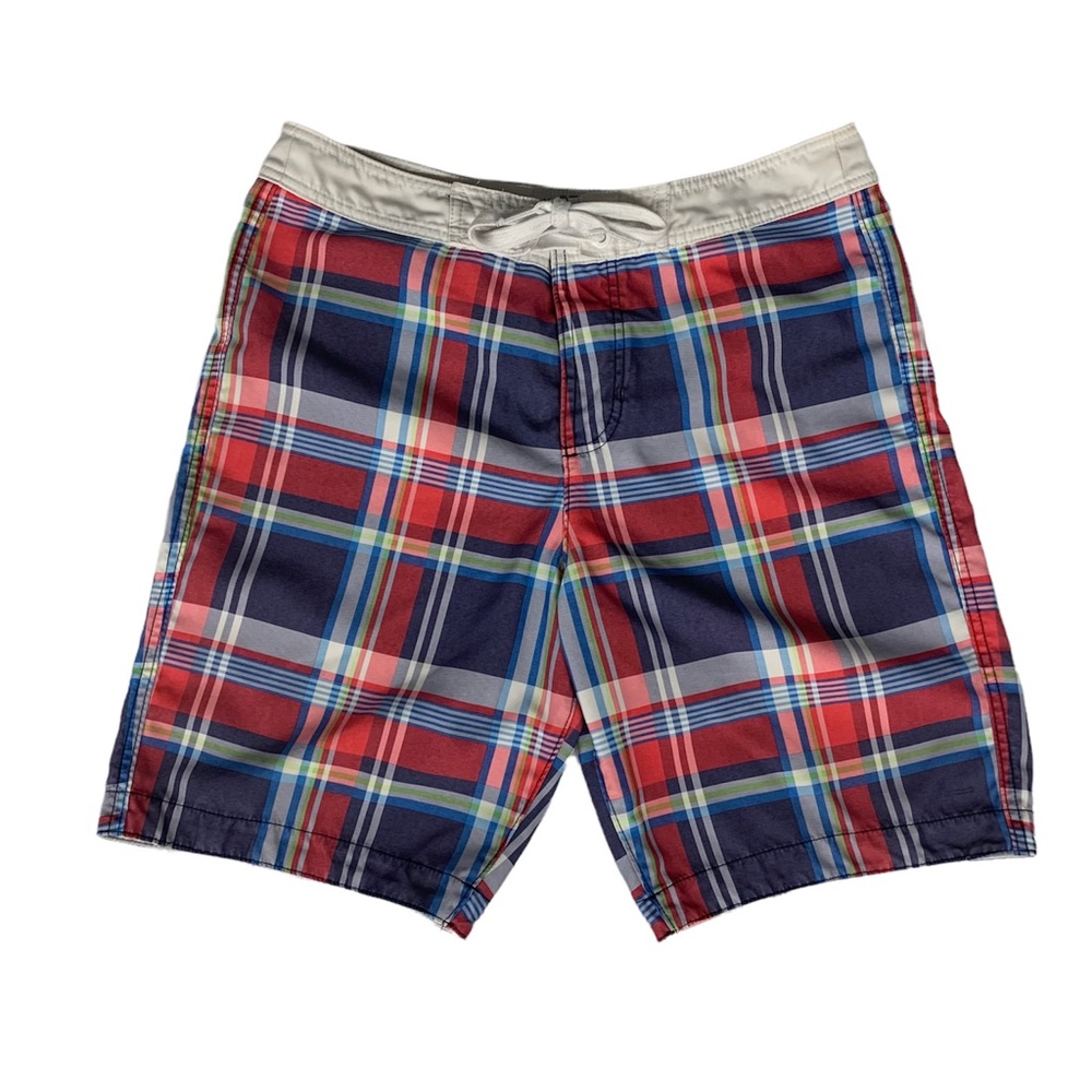 Abercrombie & Fitch Multicolor Plaid Board Shorts Swim Suit Trunks Size Large